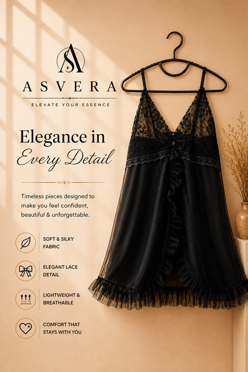 ASVERA Black Lace 2-Piece Nightwear Set